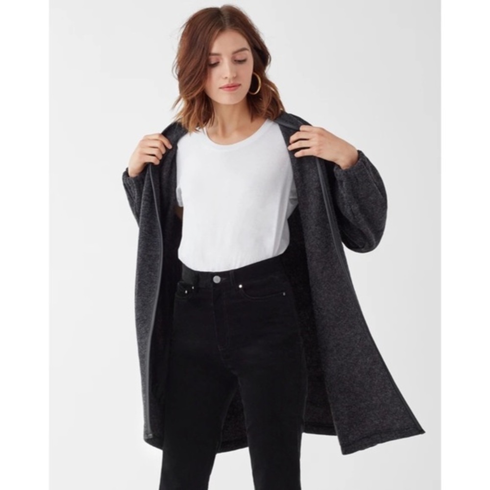 Splendid Faux Leather Trim Cardigan